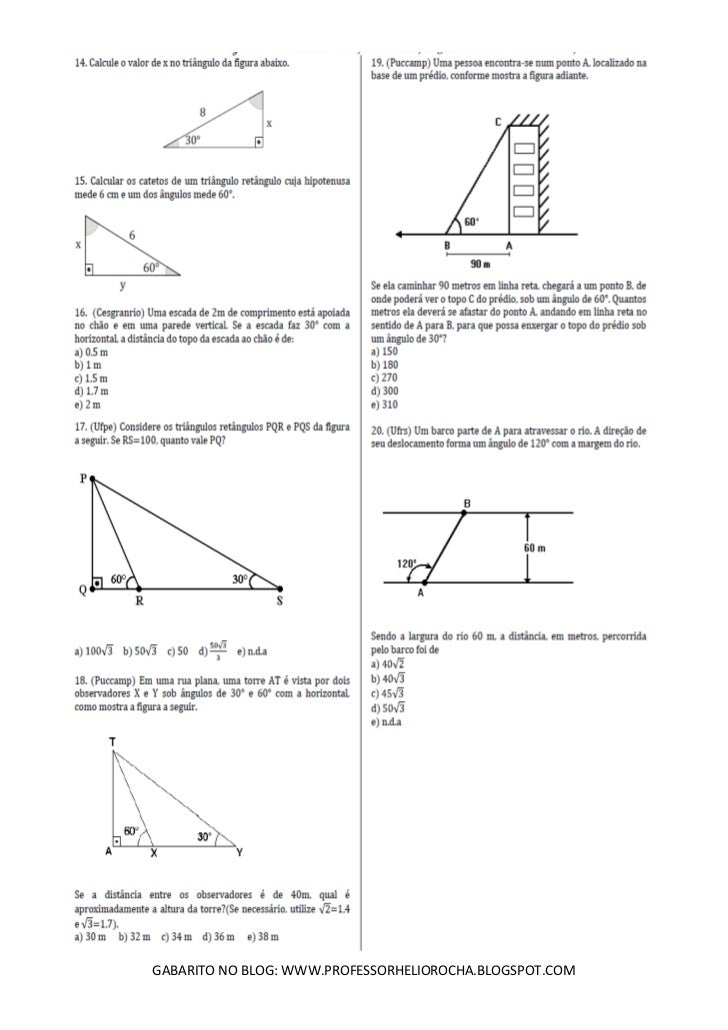 Atividades De Geometria 4 Ano Com Gabarito