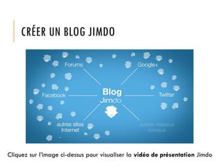 CRÉER UN BLOG JIMDO

Cliquez sur l’image ci-dessus pour visualiser la vidéo de présentation Jimdo

 