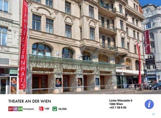 Linke Wienzeile 6
1060 Wien
+43 1 58 8 85
63
THEATER AN DER WIEN
Karlsplatz 4A,59A1,62
 