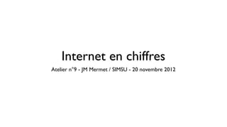 Internet en chiffres
Atelier n°9 - JM Mermet / SIMSU - 20 novembre 2012
 