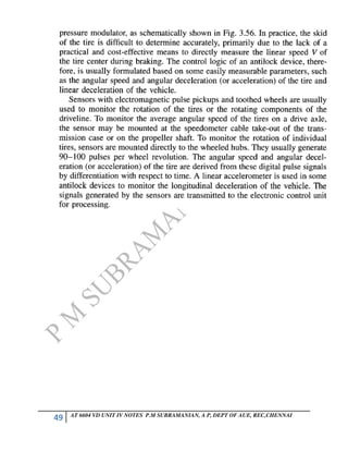 49 AT 6604 VD UNIT IV NOTES P.M SUBRAMANIAN, A P, DEPT OF AUE, REC,CHENNAI
 