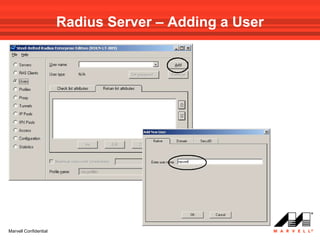 Radius Server – Adding a User




Marvell Confidential
 