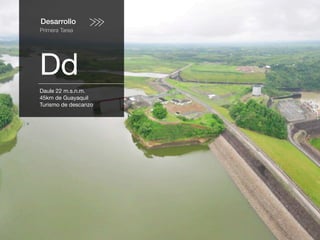 Desarrollo
Primera Tarea
Dd
Daule 22 m.s.n.m.
45km de Guayaquil
Turismo de descanzo
 