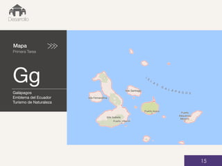 Mapa
Primera Tarea
Gg
01
Desarrollo
15
Galápagos
Emblema del Ecuador
Turismo de Naturaleza
 