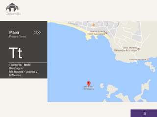 Mapa
Primera Tarea
Tt
01
Desarrollo
15
Tintoreras - Islote
Galápagos
Isla Isabela - iguanas y
tintoreras
 