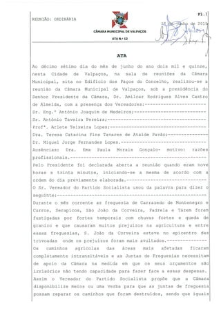 Câmara Municipal de Valpaços - Ata 12 2015 17 de junho de 2015