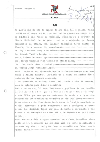 Câmara Municipal de Valpaços - Ata 15 2015 reunião de câmara de 5 de agosto de 2015