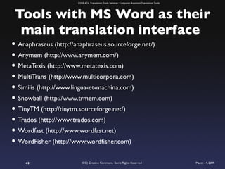 ATA 2009 Translation Tools Seminar