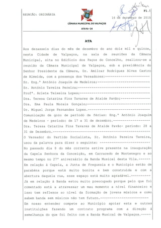 Câmara Municipal de Valpaços - Ata 24 2015 reunião de câmara de 16 de dezembro