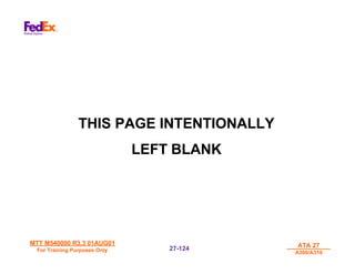 MTT M540000 R3.3 01AUG01
MTT M540000 R3.3 01AUG01
For Training Purposes Only
For Training Purposes Only
ATA 27
ATA 27
A300/A310
A300/A310
27-
27-124
124
THIS PAGE INTENTIONALLY
LEFT BLANK
 