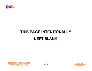 MTT M540000 R3.3 01AUG01
MTT M540000 R3.3 01AUG01
For Training Purposes Only
For Training Purposes Only
ATA 27
ATA 27
A300/A310
A300/A310
27-
27-17
17
THIS PAGE INTENTIONALLY
LEFT BLANK
 