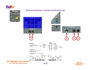 MTT M540000 / R3.3 01AUG01
MTT M540000 / R3.3 01AUG01
For Training Purposes Only
For Training Purposes Only ATA 30
ATA 30
A300/A310
A300/A310
30-
30-37
37
Window Heat System - Controls and Warning Logic
4 3 2
1
 