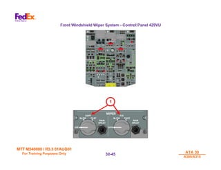 MTT M540000 / R3.3 01AUG01
MTT M540000 / R3.3 01AUG01
For Training Purposes Only
For Training Purposes Only ATA 30
ATA 30
A300/A310
A300/A310
30-
30-45
45
Front Windshield Wiper System - Control Panel 429VU
1
 