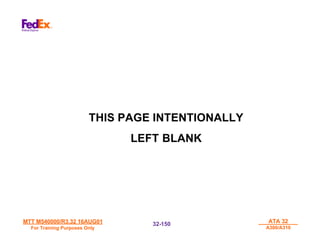 MTT M540000/R3.32 16AUG01
MTT M540000/R3.32 16AUG01
For Training Purposes Only
For Training Purposes Only
ATA 32
ATA 32
A300/A310
A300/A310
32-
32-150
150
THIS PAGE INTENTIONALLY
LEFT BLANK
 