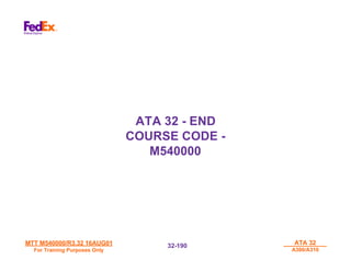 MTT M540000/R3.32 16AUG01
MTT M540000/R3.32 16AUG01
For Training Purposes Only
For Training Purposes Only
ATA 32
ATA 32
A300/A310
A300/A310
32-
32-190
190
ATA 32 - END
COURSE CODE -
M540000
 