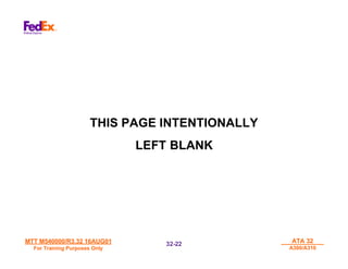 MTT M540000/R3.32 16AUG01
MTT M540000/R3.32 16AUG01
For Training Purposes Only
For Training Purposes Only
ATA 32
ATA 32
A300/A310
A300/A310
32-
32-22
22
THIS PAGE INTENTIONALLY
LEFT BLANK
 