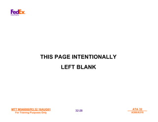 MTT M540000/R3.32 16AUG01
MTT M540000/R3.32 16AUG01
For Training Purposes Only
For Training Purposes Only
ATA 32
ATA 32
A300/A310
A300/A310
32-
32-28
28
THIS PAGE INTENTIONALLY
LEFT BLANK
 