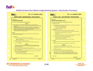 MTT M540000/R3.32 16AUG01
MTT M540000/R3.32 16AUG01
For Training Purposes Only
For Training Purposes Only
ATA 32
ATA 32
A300/A310
A300/A310
32-
32-86
86
A300/A310 Nose Gear Wheel In-flight Braking System - Deactivation Procedure
 