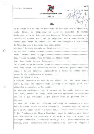 Município de Valpaços - Ata 3 2016 reunião de câmara de 3 de fevereiro de 2016