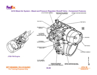 MTT M540000 / R3.3 01AUG01
MTT M540000 / R3.3 01AUG01
For Training Purposes Only
For Training Purposes Only
ATA 36
ATA 36
A300/A310
A300/A310
36-
36-28
28
A310 Bleed Air System - Bleed and Pressure Regulator Shutoff Valve - Component Features
JT9D-7R4 Engine
JT9D-7R4 Engine
 