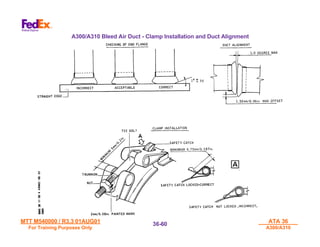 MTT M540000 / R3.3 01AUG01
MTT M540000 / R3.3 01AUG01
For Training Purposes Only
For Training Purposes Only
ATA 36
ATA 36
A300/A310
A300/A310
36-
36-60
60
A300/A310 Bleed Air Duct - Clamp Installation and Duct Alignment
 