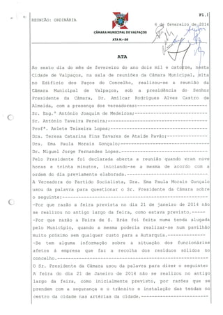 Câmara de Valpaços - Ata 9 2014 de 6 de fevereiro de 2014