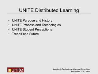 UNITE Distributed Learning at the University of Minnesota | PPT