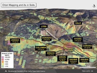 TSX-V:ATC 30Developing Canada’s Only Carlin-Type Gold District
Orion Mapping and As in Soils
 
