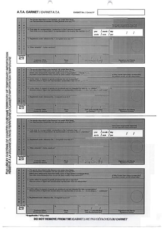 ATA Carnet  -  Sample