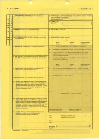 ATA Carnet  -  Sample