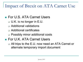 The ATA Carnet Temporary Export Document: Benefits for the E.U ...