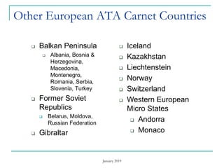 The ATA Carnet Temporary Export Document: Benefits for the E.U ...