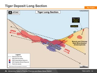TSX-V:ATC
Tiger Deposit Long Section
12Advancing Yukon’s Premier Precious and Base Metal District
Rau Project
 