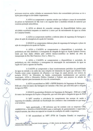 Ata da reunião do MPF sobre a Transposição