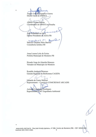 Ata da reunião do MPF sobre a Transposição