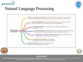 #ATAGTR2018
As a author of this presentation I/we own the copyright and confirm the originality of the content. I/we allow Agile testing alliance to use the content for social media
marketing, publishing it on ATA Blog or ATA social medial channels(Provided due credit is given to me/us)
Natural Language Processing
 