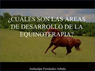 ¿CUÁLES SON LAS ÁREAS
DE DESARROLLO DE LA
EQUINOTERAPIA?
Atahualpa Fernández Arbulu
 