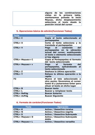 Atajos de teclado en word 2017 | DOCX