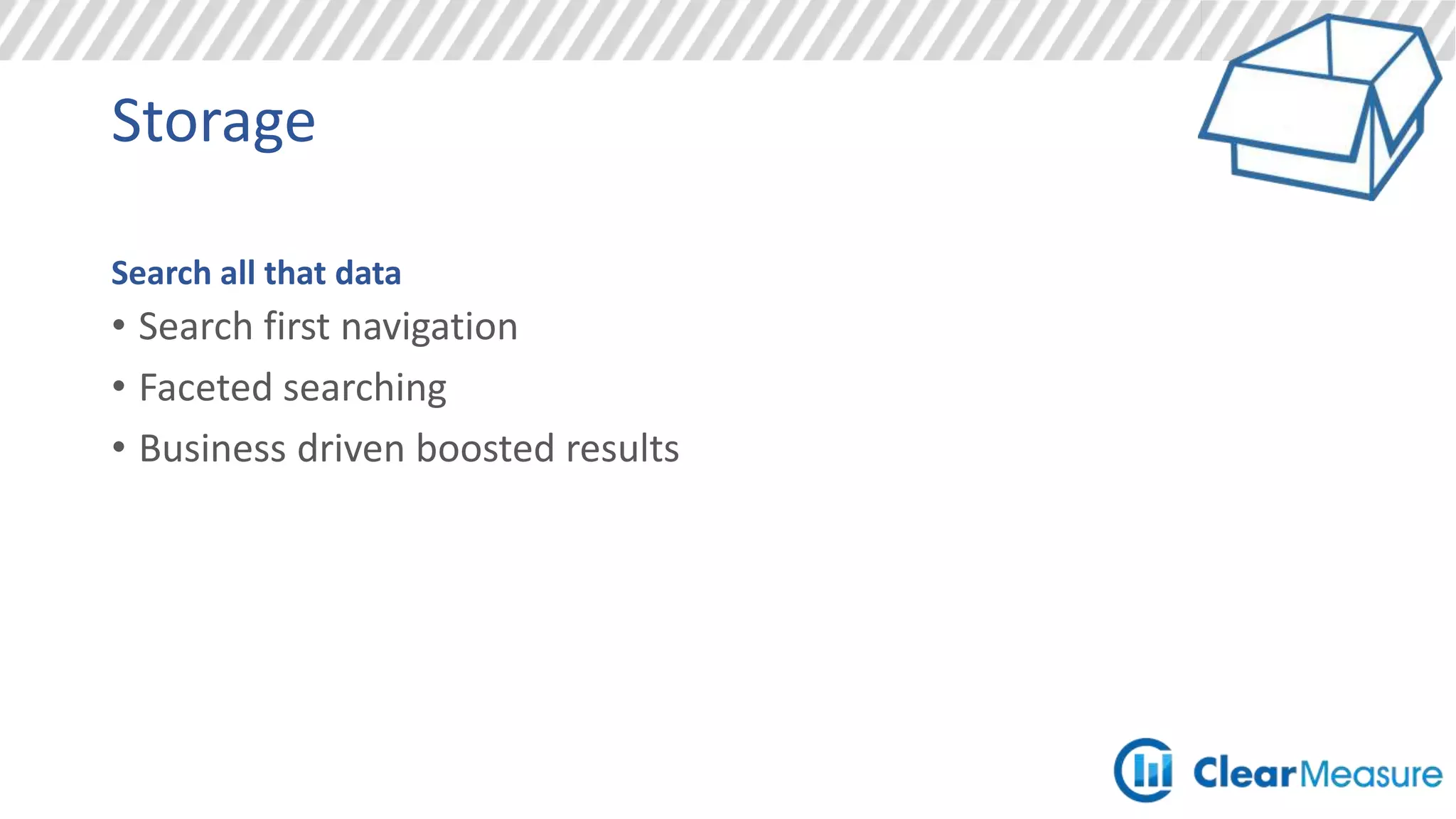 Storage
AWS
• Kinesis
• Elastic Map Reduce
• SSD backed VMs
• Simple Storage Service
• Simple DB
• Elastic Block Store
• Storage Gateway
• CloudSearch
• DynamoDB
• Glacier
Azure
• Event Hubs
• StreamInsight
• SSD backed VMs
• Azure Blob Storage
• Table Storage
• Azure File Storage
• VPN
• Azure Search
• DocumentDB
• Site to site
 