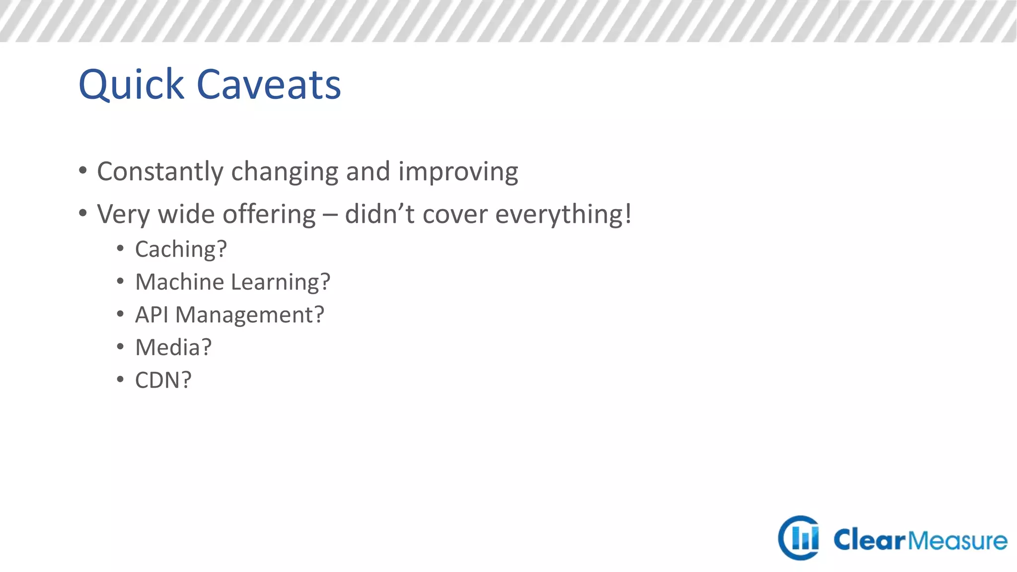 Introduction
• Deployment, Management, and Automation
• Compute
• Storage
• Messaging
• Email
• Networking
• Security
• Operating System & Data Transfer
• Development Languages and Runtime Support
 