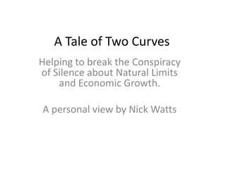 A Tale of Two Curves
Helping to break the Conspiracy
of Silence about Natural Limits
and Economic Growth.
A personal view by Nick Watts
 