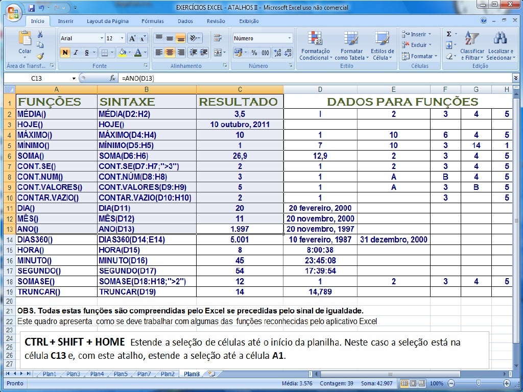 Atalho Para O Pincel De Formatação Excel