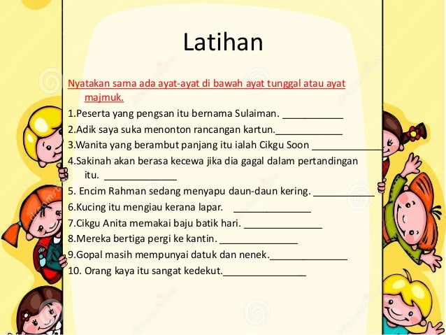 Ayat tunggal & ayat majmuk thn3