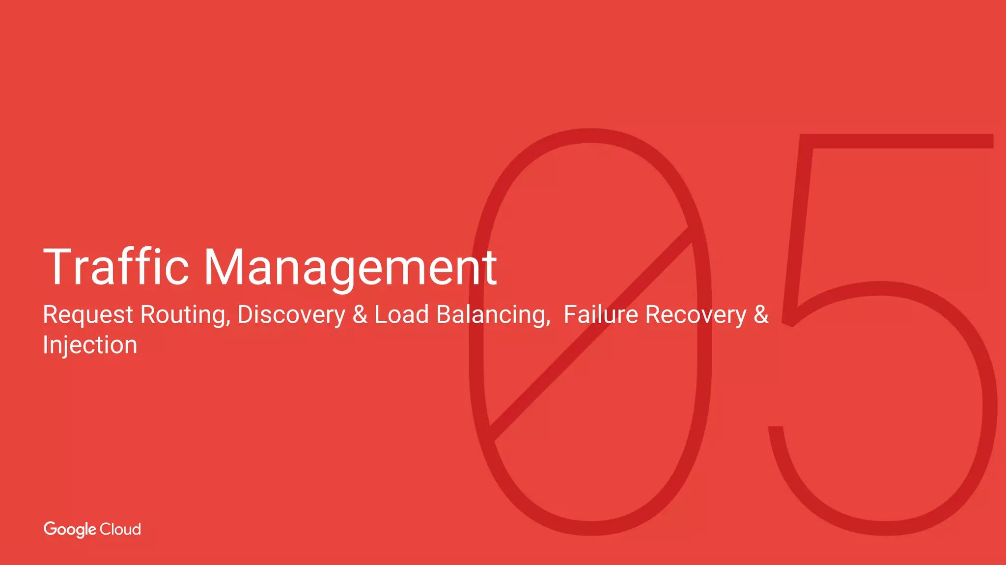 Traffic Management
Request Routing, Discovery & Load Balancing, Failure Recovery &
Injection
 