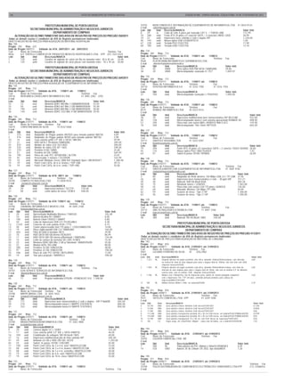 06                                                                 ATOS DO MUNICÍPIO DE PONTA GROSSA                                                                          EDIÇÃO N°685 - PONTA GROSSA, TERÇA-FEIRA, 14 DE FEVEREIRO DE 2012



                           PREFEITURA MUNICIPAL DE PONTA GROSSA                                                          10703      MGM COMÉRCIO E DISTRIBUIÇÃO DE EQUIPAMENTOS DE INFORMÁTICA LTDA                                        41-3024-9124
                                                                                                                         E-mail     erik@microgem.com.br
               SECRETARIA MUNICIPAL DE ADMINISTRAÇÃO E NEGOCIOS JURIDICOS                                                Lote Qtd       Und Descrição/MARCA                                                                                      Valor Unit.
                                DEPARTAMENTO DE COMPRAS                                                                  8      29      cx    Cabo de rede 4 pares par trançado CAT 5 - / TOKEN LINK                                             172,99
      ALTERAÇÃO DO ÚLTIMO TRIMESTRE DAS ATAS DE REGISTRO DE PREÇOS DO PREGÂO 350/2011                                    18     288     unid Fonte ATX 24 pinos c/1 conector SATA + 3 conectore /WISE CASE                                       30,99
Todas as demais seções e condições da ATA de Registro permanecem inalteradas.                                            24     22      unid Impressora laser colorida c/ rede e duplex /HP                                                      1.228,00
OBJETO REGISTRO DE PREÇOS PARA AQUISIÇÃO DE MATERIAL HOSPITALAR                                                          46     145     unid Mouse óptico USB /LEADERTECH                                                                        7,69
Ata: 106                                                                                                                 67     228     unid Teclado PS/2 /COLETEK                                                                               11,99
Pregão: 350     Proc: 672                                                                                                68     180     unid Teclado USB / COLETEK                                                                               13,70
Data do Pregão:18/07/11    Validade da ATA: 28/07/2011 até 28/07/2012
Cod       Nome do Fornecedor                                                                 Telefone Fax                Ata: 134
9026      A.P. TORTELLI COMÉRCIO DE PRODUTOS MÉDICOS HOSPITALARES LTDA. - EPP (41) 3327-4333                             Pregão: 369    Proc: 712
Lote      Qtd         Und       Descrição/MARCA                                                       Valor Unit.        Data do Pregão:21/07/11    Validade da ATA: 11/08/11 até       11/08/12
1         120         unid      Curativo de alginato de calcio em fita no tamanho entre 30 à 45 cm    24,00              Cod        Nome do Fornecedor                                      Telefone                         Fax
2         120         unid      Curativo de alginato de cácio placas com tamanho entre - 10 x 10 cm 20,00                9568       PLATAFORMA INFORMÁTICA E SUPRIMENTOS LTDA
                                                                                                                         E-mail     Ademir@plataformainformatica
                                                                                                                         Lote       Qtd        Und        Descrição/MARCA                                                    Valor Unit.
                           PREFEITURA MUNICIPAL DE PONTA GROSSA                                                          15         45         UNID       Drive óptico DVD RW SATA / SAMSUNG                                 59,80
               SECRETARIA MUNICIPAL DE ADMINISTRAÇÃO E NEGOCIOS JURIDICOS                                                38         39         UNID       Microcomputador avançado II / PLT                                  1.849,97
                                DEPARTAMENTO DE COMPRAS
                                                                                                                         Ata: 135
      ALTERAÇÃO DO ÚLTIMO TRIMESTRE DAS ATAS DE REGISTRO DE PREÇOS DO PREGÂO 369/2011                                    Pregão: 369    Proc: 712
Todas as demais seções e condições da ATA de Registro permanecem inalteradas.                                            Data do Pregão:21/07/11    Validade da ATA: 11/08/11 até       11/08/12
OBJETO REGISTRO DE PREÇOS PARA AQUISIÇÃO DE EQUIPAMENTOS DE INFORMÁTICA                                                  Cod        Nome do Fornecedor              Telefone                Fax
Ata: 125                                                                                                                 10710      POSITIVO INFORMATICA S A        41 3316 7700            41 3316 7702
Pregão: 369    Proc: 712                                                                                                 E-mail
Data do Pregão:21/07/11   Validade da ATA: 11/08/11 até     11/08/12                                                     Lote       Qtd        Und        Descrição/MARCA                             Valor Unit.
Cod        Nome do Fornecedor                                   Telefone Fax                                             37         184        unid       Microcomputador avançado I / POSITIVO       1.090,00
10516      BERGAMO & CAVALCANTE INFORMATICA LTDA                41 3045 2282 - 2292
E-mail                                                                                                                   Ata: 136
Lote       Qtd        Und       Descrição/MARCA                           Valor Unit.                                    Pregão: 369    Proc: 712
32         12         und       Memória DDR1 400 Mhz 1 GB/MARKIVISION     53,92                                          Data do Pregão:21/07/11    Validade da ATA: 11/08/11 até         11/08/12
33         50         und       Memória DDR2 667 Mhz 2 GB/ MARKIVISION 55,00                                             Cod        Nome do Fornecedor               Telefone                 Fax
35         190        und       Memória DDR2 800 Mhz 2 GB/ MARKIVISION 50,84                                             8515       ROMAZE INFORMÁTICA LTDA          45-3223-5516
36         140        und       Memória DDR3 1333 Mhz 4 GB/ MARKIVISION 59,95                                            E-mail
                                                                                                                         Lote       Qtd        Und        Descrição/MARCA                                                                                Valor Unit.
Ata: 126                                                                                                                 28         35         unid       Impressora multifuncional laser monocromática /HP M1212NF                                      932,00
Pregão: 369     Proc: 712                                                                                                40         158        unid       Microcomputador básico I sem sistema operacional/ ROMAZE R2                                    488,00
Data do Pregão:21/07/11     Validade da ATA: 11/08/11 até      11/08/12                                                  57         290        unid       Placa mãe com socket AM2+ /ASROCK N68-S UCC                                                    129,98
Cod         Nome do Fornecedor Telefone Fax                                                                              78         200        unid       Microcomputador Thin Client /HPT5325                                                           665,00
10619       CHRISTIAN MAIA DA SILVA          15-3532-5060
E-mail                                                                                                                   Ata: 137
Lote    Qtd     Und     Descrição/MARCA                                                              Valor Unit.         Pregão: 369      Proc: 712
1       215     unid    Adaptador de Plugue padrão ANTIGO para tomada padrão/ MATSU                  4,09                Data do Pregão:21/07/11      Validade da ATA: 11/08/11 até       11/08/12
2       474     unid    Adaptador de Plugue padrão NOVO para tomada padrão/ MATSU                    3,98                Cod        Nome do Fornecedor                  Telefone              Fax
10      14      unid    Case externo p/HD 3,5" IDE e SATA / IMICRO                                   59,99               10711      SANTOS E KIOSHIMA LTDA              41 3223 0391
21      21      unid    HDD SATA 2 TB interno /SAMSUNG                                               289,00              E-mail     licita@socartucho.com.br
43      875     unid    Monitor de vídeo LED 18.5"/AOC                                               308,89              Lote       Qtd         Und         Descrição/MARCA                                                  Valor Unit.
44      335     unid    Monitor de vídeo LED 20" / AOC                                               348,00              19         294         unid        Fonte ATX 24 pinos c/2 conectores SATA + 2 conecto / DUEX DX450G 38,80
51      370     unid    Pendrive 8 GB / SAND                                                         25,68               45         175         unid        Mouse óptico PS/2 / MULTILASER                                   7,01
54      51      unid    Pendrive 64 GB / SAND                                                        569,99              64         97          unid        Switch 8 portas 10/100 / MYMAX                                   26,00
56      195     unid    Placa de rede PCI 10/100/1000 / ALTON                                        23,81
59      45      unid    Processador 2 núcleos / CELERON                                              164,99              Ata: 138
70      10      unid    Microsoft Windows Server 2008 R@ Standard Open / MICROSOFT                   1.288,98            Pregão: 369     Proc: 712
75      19      unid    Patch Cord CAT6, de 6 m, branco / TOP LINE                                   39,14               Data do Pregão:21/07/11    Validade da ATA: 11/08/11 até       11/08/12
76      19      unid    Patch Cord CAT6, de 6 m, verde / TOP LINE                                    35,00               Cod        Nome do Fornecedor                                                  Telefone Fax
                                                                                                                         10712      SANTOS & MAYER COM. EQUIPAMENTOS DE INFORMATICA LTDA                41 3569 4182
Ata: 127                                                                                                                 E-mail     contato@maestroinformatica.net
Pregão: 369    Proc: 712                                                                                                 Lote       Qtd        Und        Descrição/MARCA                                         Valor Unit.
Data do Pregão:21/07/11    Validade da ATA: /08/11 até      11/08/12                                                     3          80         unid       Adaptador de Rede wireless 150 MBps USB 2.0 / TP LINK 37,90
Cod        Nome do Fornecedor                 Telefone Fax                                                               26         48         unid       Impressora laser monocromática c/ rede - 30 ppm /HP     757,21
10705      COMPEX TECNOLOGIA LTDA             11-3030-9333                                                               49         40         unid       Nobreak 1400 VA Bivolt /KVA                             384,28
E-mail      vendas@compexte.com.br                                                                                       50         75         unid       Notebook básico / LENOVO                                1.963,00
Lote       Qtd        Und        Descrição/MARCA                    Valor Unit.                                          58         45         unid       Placa mãe com socket LGA 775 pinos / ASROCK             130,00
29         20         unid       Impressora térmica / TSCTTP        770,00                                               61         69         unid       Roteador Wireless 150 Mbps /TP LINK                     59,89
31         80         unid       Leitor óptico de mesa / ZEBEX      508,00                                               62         59         unid       Scanner de mesa - Tipo 1/ HP                            1.300,00
                                                                                                                         63         46         unid       Scanner de mesa - Tipo 2 / HP                           1.390,00
Ata: 128
Pregão: 369       Proc: 712                                                                                              Ata: 139
Data do Pregão:21/07/11        Validade da ATA 11/08/11 até       11/08/12                                               Pregão: 369    Proc: 712
Cod        Nome do Fornecedor                               Telefone Fax                                                 Data do Pregão:21/07/11    Validade da ATA: 11/08/11 até        11/08/12
10706      I MUNDIAL INFORMATICA E MOVEIS LTDA              44 3645 2100                                                 Cod        Nome do Fornecedor                            Telefone               Fax
E-mail     licitamundial@uol.com.br                                                                                      10713      SMS TECNOLOGIA ELETRONICA LTDA                11 4047 2106
Lote Qtd         Und    Descrição/MARCA                                                      Valor Unit.                 E-mail     marcel.reno@sms.com.br
4      20        unid   Apresentador Multimidia Wireless / TARGUS                            105,00                      Lote       Qtd        Und        Descrição/MARCA                    Valor Unit.
5      10        unid   Bateria Alcalina 9V / SMART                                          8,00                        48         389        unid       Nobreak 700 VA Bivolt / SMS        248,00
6      100       unid   Bateria Litium CR2032 / SMART                                        0,80
7      50        unid   Cabo de impressora USB 2.0 / PLUSCABLE                               4,38
12     2.510 unid       Conector de rede padrão RJ45 / FTG                                   0,15                                                    PREFEITURA MUNICIPAL DE PONTA GROSSA
13     40        unid   Cooler p/processador intel 775 pinos / COOLERMASTER                  14,00                                       SECRETARIA MUNICIPAL DE ADMINISTRAÇÃO E NEGOCIOS JURIDICOS
14     19        unid   Disco rígido portátil USB 2.0 / SAMSUNG                              166,85                                                       DEPARTAMENTO DE COMPRAS
17     403       unid   Filtro de linha 8 tomadas /RCG                                       29,90
22     70        unid   HDD SATA 500 GB interno /SEAGATE                                     86,99                              ALTERAÇÃO DO ÚLTIMO TRIMESTRE DAS ATAS DE REGISTRO DE PREÇOS DO PREGÂO 411/2011
23     17        unid   HDD SATA 500 GB interno p/Notebook / SAMSUNG                         134,00                      Todas as demais seções e condições da ATA de Registro permanecem inalteradas.
30     15        unid   Leitor de cartões de memória SD e MS / K-MEX                         15,44                       OBJETO REGISTRO DE PREÇOS PARA AQUISIÇÃO DE MATERIAL DE CONSUMO
34     25        unid   Memória DDR2 800 Mhz 2 GB p/ Notebook / MARKVISION                   55,00                       Ata: 192
42     22        unid   Modem ADSL /DS-LINK                                                  80,00                       Pregão: 411    Proc: 810
52     200       unid   Pendrive 16 GB / KINGSTON                                            48,00                       Data do Pregão:24/08/11   Validade da ATA: 21/09/2011 até 21/09/2012
53     97        unid   Pendrive 32 GB / KINGSTON                                            108,00                      Cod       Nome do Fornecedor             Telefone Fax
55     446       unid   Placa de rede PCI 10/100 / INTELBRAS                                 11,00                       9401      LUCIANO FERREIRA DA SILVA      42     3252-2962
69     19        unid   Tela para projeção / NARDELLI                                        398,00                      E-mail
                                                                                                                         Lote Qtd         Und        Descrição/MARCA                                                                                      Valor Unit.
Ata: 129                                                                                                                 1    1.321       RL         Etiqueta adesiva em papel acolchete cola cílica, tamanho 33mmx22mmx3colunas, com intervalo           6,00
Pregão: 369     Proc: 712                                                                                                                            na vertical de 3mm de uma etiqueta para outra e largura total de 105mm, rolo com 35m com 3500
Data do Pregão:21/07/11      Validade da ATA: 11/08/11 até        11/08/12                                                                           etiquetas brancas/USUAL
Cod        Nome do Fornecedor                                         Telefone Fax                                       2      1.450     RL         Etiqueta adesiva em papel acolchete cola-cílica, tamanho 50mmx30mmx1coluna, com 3mm de               6,50
10707      ILHA SERVICE SERVIÇOS DE INFORMATICA LTDA                                                                                                 intervalo de uma etiqueta para outra e largura total de 54mm, rolo com no mínimo 4,3" de diâmetro
E-mail      Marlon@ilhaservice.com.br                                                                                                                externo total, com no mínimo 1500 etiquetas brancas/USUAL
Lote       Qtd        Und          Descrição/MARCA                             Valor Unit.                               3      1.188     RL         Ribbon cera 110mmx91m, fita de impressão preta, tubete de 1(uma) polegada compatível                 3,20
60         17         unid         Projetor multimídia/ EPSON – POWERLIFE X10 1.398,00                                                               com a impressora TSC TTP 244 plus, contendo película protetora para cabeça de
                                                                                                                                                     impressão/MASTERCORP
Ata: 130                                                                                                                 12     420       RL         Bobina térmica 80mm x 40m, cor amarela/USUAL                                                         2,19
Pregão: 369    Proc: 712
Data do Pregão:21/07/11    Validade da ATA: 11/08/11 até        11/08/12                                                 Ata: 193
Cod        Nome do Fornecedor Telefone Fax                                                                               Pregão: 411    Proc: 810
10708      MAPPE BRASIL LTDA 32 3035 4433                                                                                Data do Pregão:24/08/11  Validade da ATA: 21/09/2011 até 21/09/2012
E-mail     vendas01@mappebrasil.com.br                                                                                   Cod       Nome do Fornecedor                       Telefone Fax
Lote       Qtd        Und        Descrição/MARCA                                                           Valor Unit.   9537      SATÉLITE COMERCIAL LTDA - EPP            41 3249 1040
25         171        Unid       Impressora laser monocromática c/ rede e duplex - /HP P1606DN             465,00        E-mail
39         219        Unid       Microcomputador básico I / MAPPE STATION III                              800,00        Lote   Qtd            Und       Descrição/MARCA                                                                                    Valor Unit.
41         333        unid       Microcomputador básico II / MAPPE STATION V                               850,00        4      34.750         UND       Saco plástico leitoso 40x50cm 0,08 micras/TEKPLAST                                                 0,1190
                                                                                                                         5      14.500         UND       Saco plástico leitoso 36x45cm 0,08 micras/TEKPLAST                                                 0,0950
Ata: 131                                                                                                                 6      17.500         UND       Saco plástico leitoso 25x40cm 0,08 micras/TEKPLAST                                                 0,06
Pregão: 369     Proc: 712                                                                                                8      111.200        UND       Saco plástico transparente picotado 20 x 30 cm 0,08 micras, em bobina/PLASTEMBALAGENS              0,0199
Data do Pregão:21/07/11    Validade da ATA: 11/08/11 até            11/08/12                                             9      110.400        UND       Saco plástico transparente picotado 40 x 50 cm 0,08 micras, em bobina/PLASTEMBALAGENS              0,04
Cod        Nome do Fornecedor                              Telefone Fax                                                  10     12.700         UND       Saco plástico transparente 25 x 40 cm, com 0,05 micras de espessura/TEKPLAST                       0,03
10709      MAX&STRAPASSON INFORMATICA LTDA                 41 3263 4000                                                  11     182            CX        Papel vergê, A4 210x297mm 180g/m2 - caixa com 50 folhas, cor a definir/FILIPERSON                  7,35
E-mail     jccomp@jccomp.com.br
Lote Qtd       Und    Descrição/MARCA                                                           Valor Unit.
9      29      unid   Câmera digital 14.1 / SONY                                                525,00                   Ata: 194
11     17      unid   Case externo p/HD 3,5" IDE e SATA /HANTOL                                 46,50                    Pregão: 411    Proc: 810
                                                                                                                         Data do Pregão:24/08/11   Validade da ATA: 21/09/2011 até 21/09/2012
16     350     unid   Estabilizador de voltagem 300 VA bivolt / NHS                             69,00                    Cod       Nome do Fornecedor                           Telefone Fax
27     16      unid   Impressora multifuncional jato de tinta colorida /HP                      585,00                   10293     LOGVEM COMERCIAL LTDA - ME
47     59      unid   Netbook c/2 GB e HDD 250 GB / ACER                                        1.293,00                 E-mail
65     55      unid   Switch 16 portas 10/100 / ENCORE                                          65,00                    Lote      Qtd         Und      Descrição/MARCA                                                                    Valor Unit.
71     100     unid   Patch Cord CAT6, de 3 a 4 m, azul / MAXITELECOM                           15,69                    7         580         RL       Filme plástico de PVC 280mm x 100m/SCHEMENES                                       6,49
72     08      unid   Patch Cord CAT6, de 3 a 4 m, branco / MAXITELECOM                         32,00                    14        530         UND      Bateria 3V de Lithium CR 2032, tipo botão/MOX                                      1,20
73     08      unid   Patch Cord CAT6, de 3 a 4 m, vermelho / MAXITELECOM                       40,00
74     19      unid   Patch Cord CAT6, de 6 m, azul / MAXITELECOM                               50,00
77     19      unid   Patch Cord CAT6, de 10 m, cinza / MAXITELECOM                             55,00                    Ata: 195
                                                                                                                         Pregão: 411    Proc: 810
Ata: 133                                                                                                                 Data do Pregão:24/08/11  Validade da ATA: 21/09/2011 até 21/09/2012
Pregão: 369    Proc: 712                                                                                                 Cod       Nome do Fornecedor                                                                                                    Telefone Fax
Data do Pregão:21/07/11   Validade da ATA:      11/08/11 até    11/08/12                                                 10789     POLOS DISTRIBUIDORA DE COMPONENTES ELETRÔNICOS E VARIEDADES LTDA EPP                                                  (11) 31068416
Cod        Nome do Fornecedor                                                                Telefone      Fax           E-mail
 