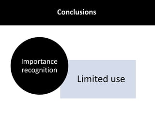 Limited use
Importance
recognition
Conclusions
 