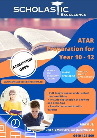 ATAR Preparation For Year 10-12 - Scholastic Excellence