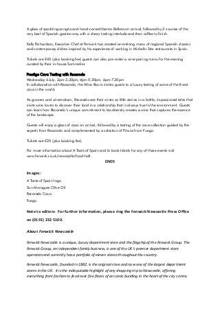 A glass of sparkling sangria and hand-carved Iberico Bellota on arrival, followed by 3 courses of the
very best of Spanish...