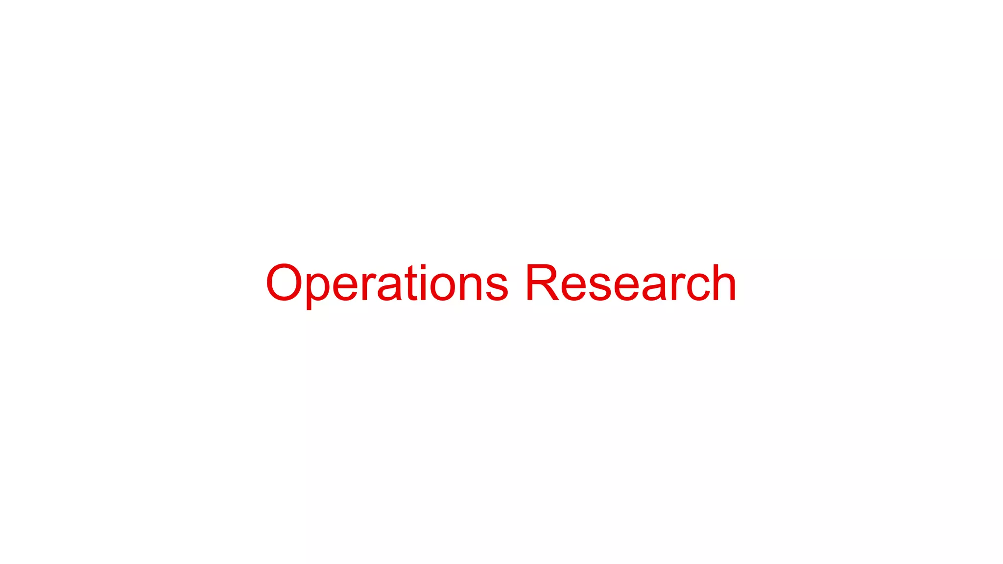 Operations Research
 